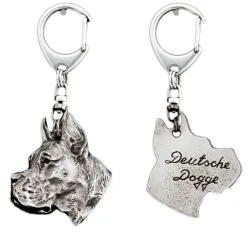 Great Dane I - Silver-plated key ring with dog