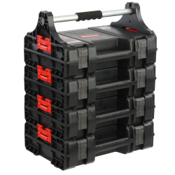 Set de 4 valises à outils avec poignée, boîte pour outils électriques set modulaire H 62,5 cm, garage atelier PRO
