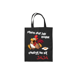 Torba Bawełniana Shopper Na Zakupy Z Nadrukiem Print Czarna Na Prezent