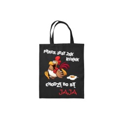 Torba Bawełniana Shopper Na Zakupy Z Nadrukiem Print Czarna Na Prezent
